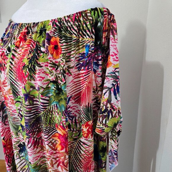 Tacera Multicolor Off Shoulder Knee Length Floral Dress Sz XL - Picture 3 of 8